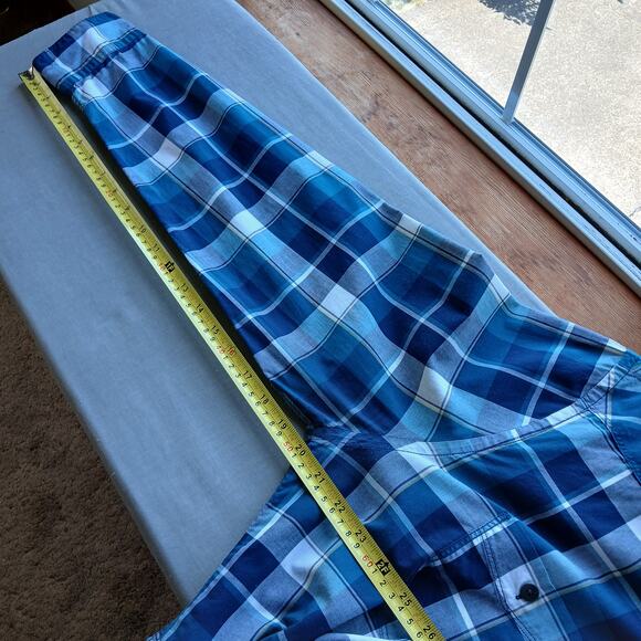 Express Teal Plaid Classic Button-up Shirt Men's Large cotton long sleeve casual - Picture 13 of 13